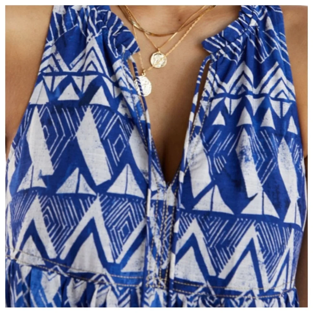 Anthropologie Tiered Abstract Maxi Dress